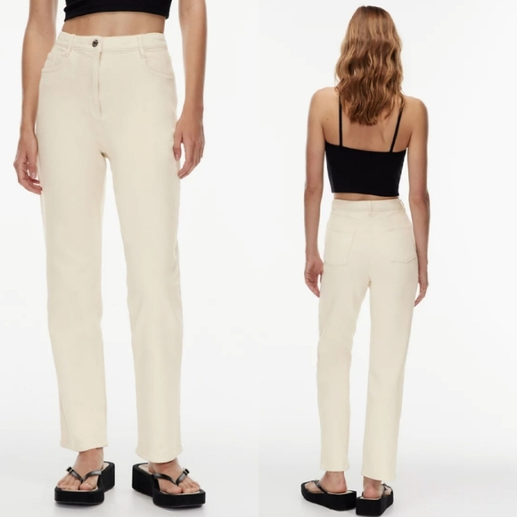 Wilfred Pants - Aritzia Wilfred The Melina Super High-Rise Vegan Leather Pant White Cream 8